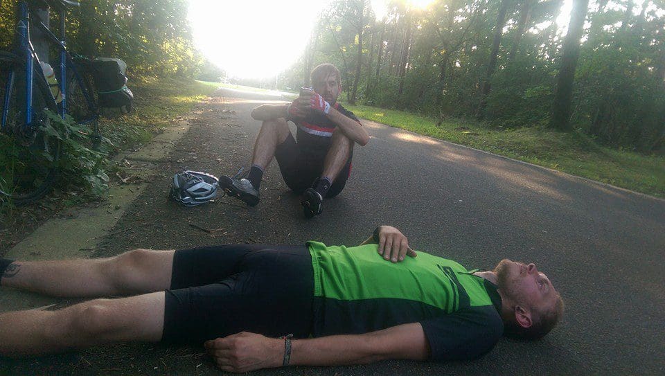 Lying around waiting for the Garmin to charge