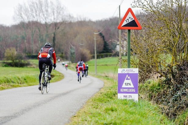The very bottom of the Kemmelberg on the Gent Wevelgem Cyclo