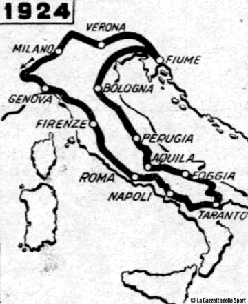 1924 Giro Ditalia Route