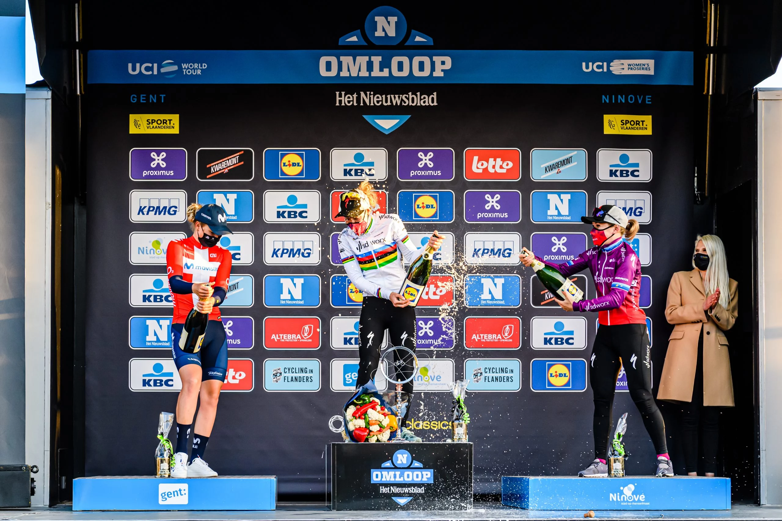 Omloop Het Nieuwsblad podium vrouwen - copyright Flanders Classics