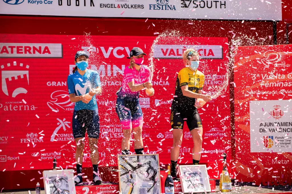 Vuelta CV Feminas 2021 podium Consonni Guarischi Le Bail