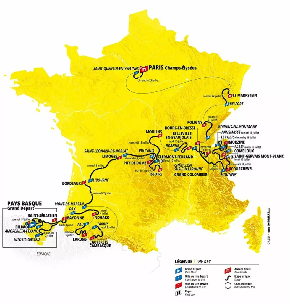Tour de France 2023 Route Map