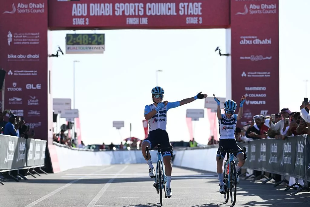 Elisa Longo Borghini wins Stage 3 of the UAE Tour Women on Jebel Hafeet and takes race lead