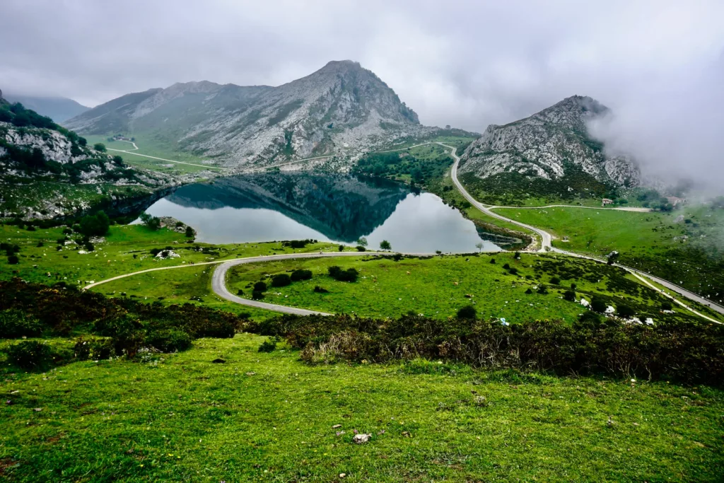 lake near hills Lagos De Covadonga