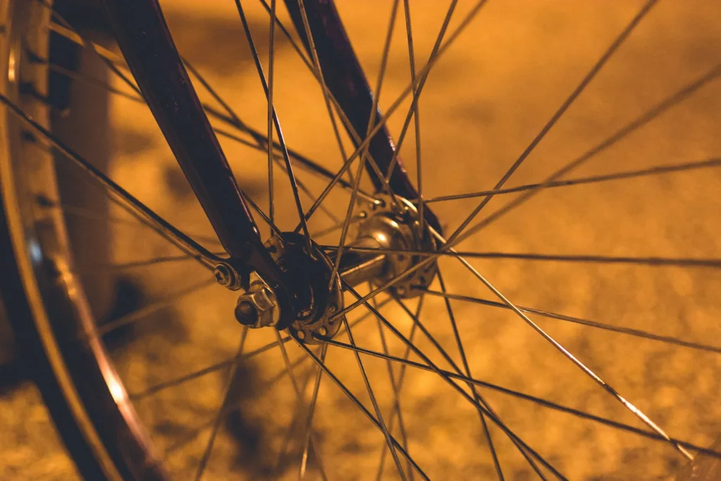 silver bicycle wheel hub flanges