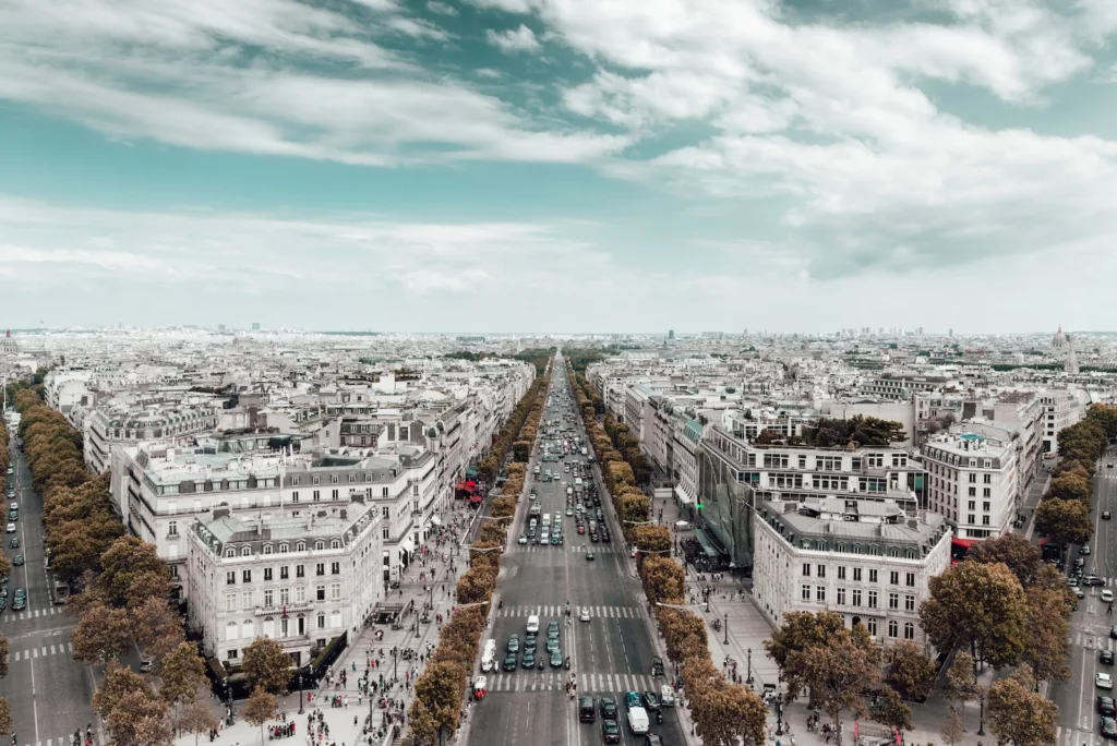 aerial view of city buildings during daytime Champs Elysees
