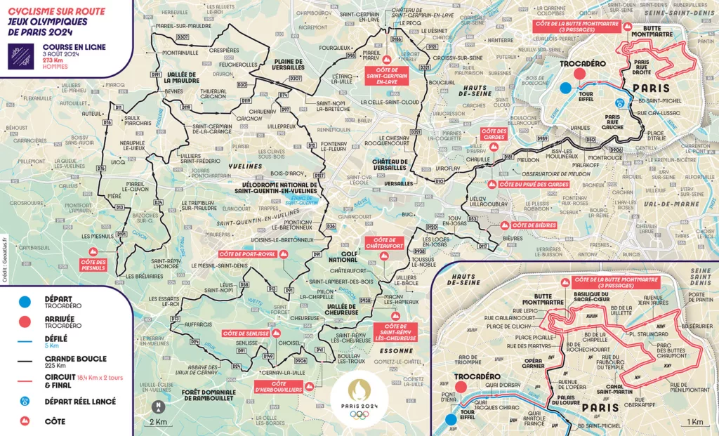 2024 Paris Olympics Road Race Men Route Map