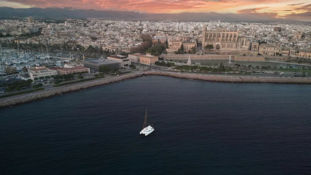 Aerial View of White Boat on Sea