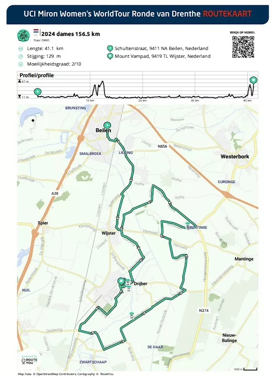 2024 Ronde van Drenthe route map