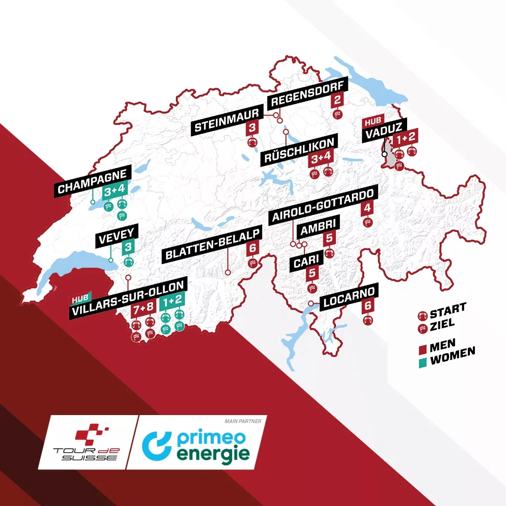 Karte-Tour de Suisse-Etappenorte