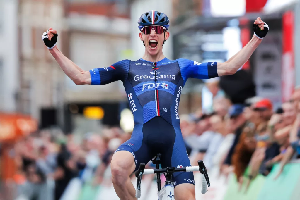 Picture by Alex Whitehead/SWpix.com - 21/06/2024 - British Cycling - 2024 Lloyds Bank National Road Championships - Circuit Race: Open - Darlington, County Durham, England - Lewis Askey of GROUPAMA - FDJ wins the Open National Circuit title