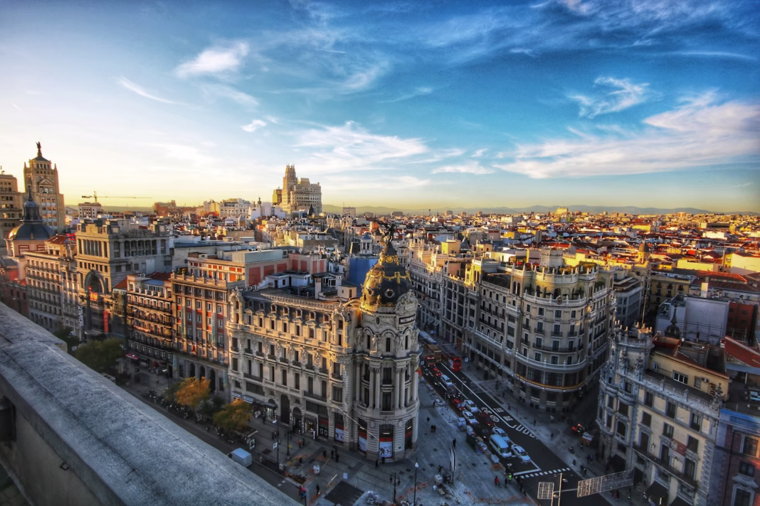 city scale under blue sky Bikes in Madrid