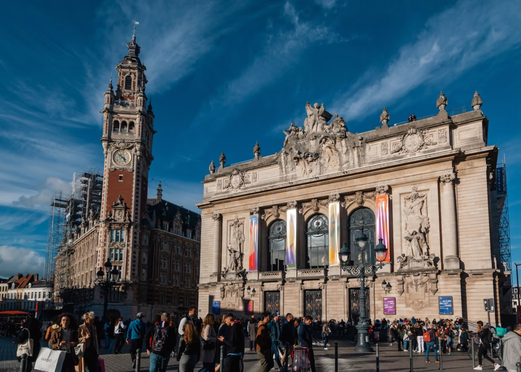 a large building with a clock tower Lille