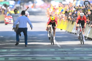 Political-protestor-tackled-at-Tour-de-France-finish-in-Toulouse-as-Abrahamsen-Schmid-duo-sweep-across-the-line-to-conclude-stage-11-1