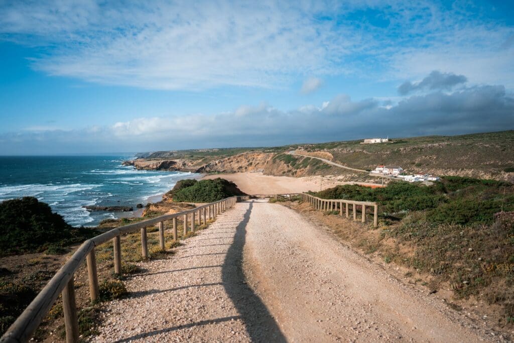 empty road near seashore algarve