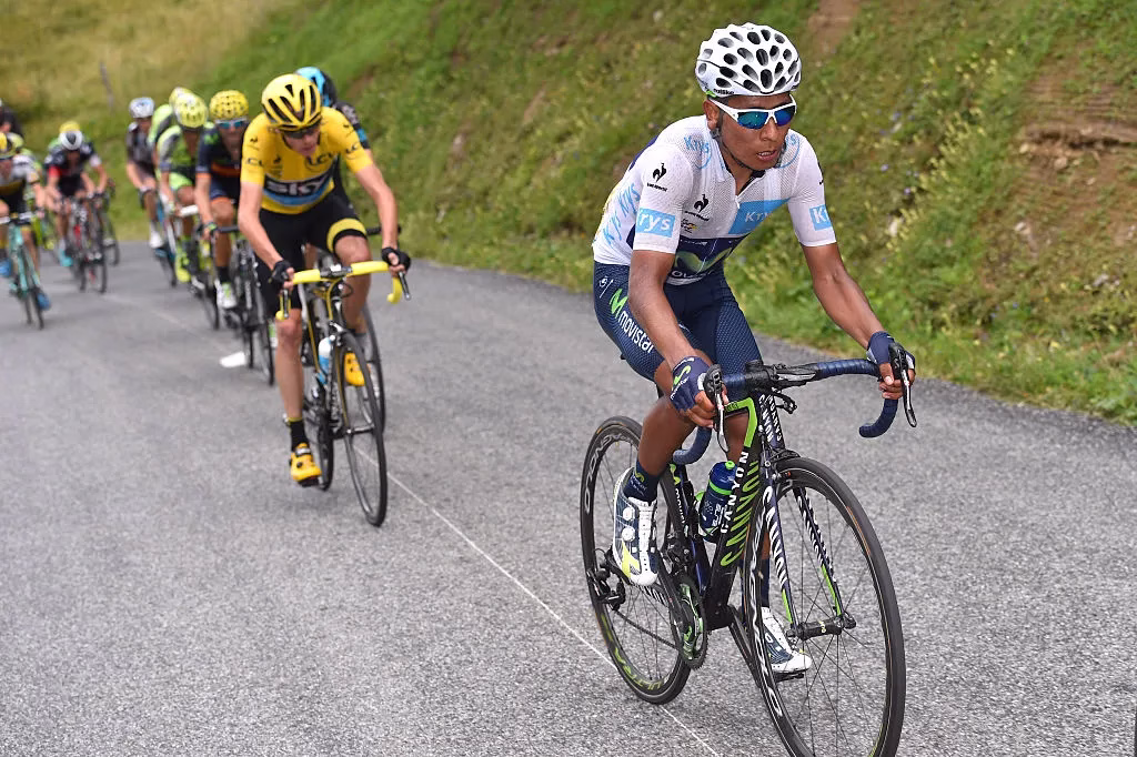 Nairo Quintana kisses the Giro d’Italia trophy after winning the 2014 race