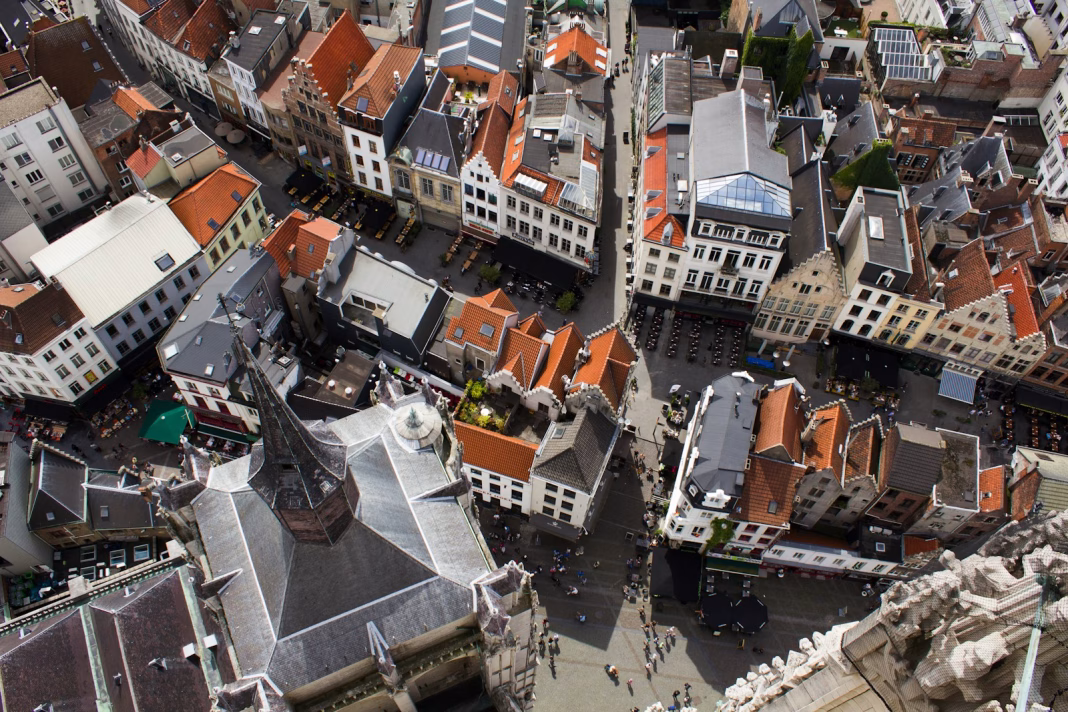 aerial photography of antwerp