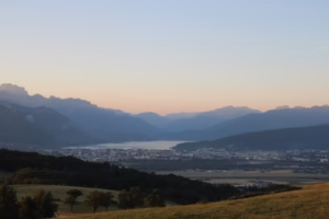 a landscape with hills and trees