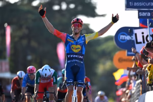 ROME, ITALY - MAY 31: Jonathan Milan of Italy and Team Lidl - Trek celebrates at finish line as stage winner during the 109th Giro d'Italia 2026, Stage 21 a 131km stage from Rome to Rome 1289m / #UCIWT / on May 31, 2026 in Rome, Italy. (Photo by Tim de Waele/Getty Images)