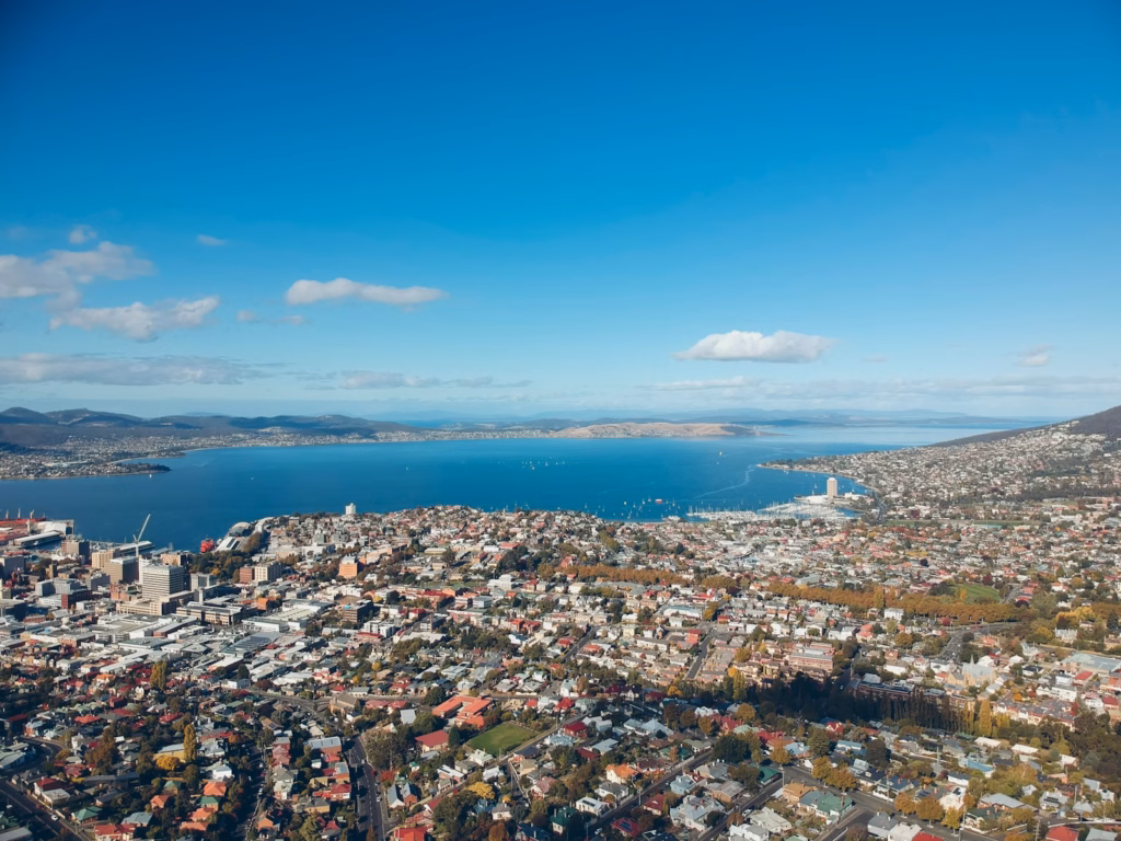 hobart Tasmania aerial view of city buildings during daytime