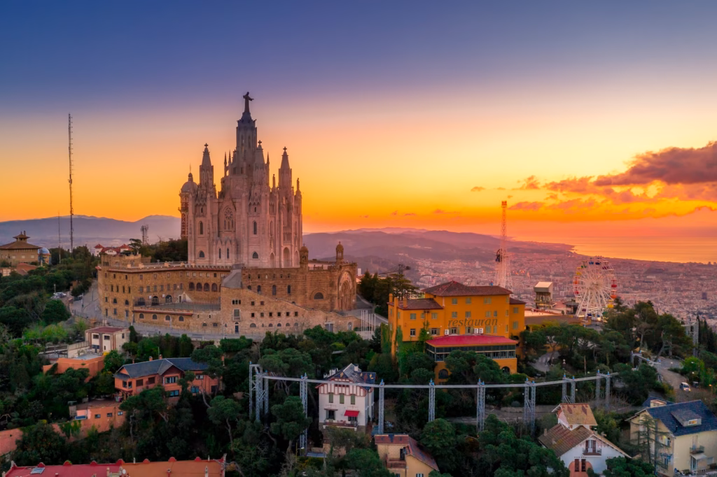Barcelona cathedral on hill