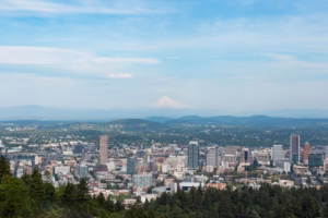 Portland Oregon aerial view of city buildings during daytime