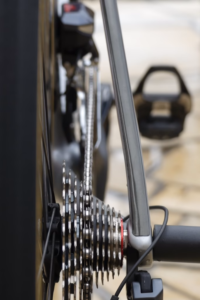 a close up of a bike's front brake