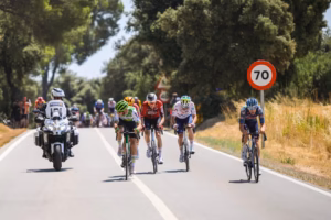 Tour de France 2026 - Étape 3 - Granollers / Les Angles (195,9 km) - Liam Slock (Lotto Intermarché), Torstein Traeen (Uno-X Mobility), Joel Nicolau (Caja Rural-Seguros RGA), Louis Vervaeke (Soudal Quick-Step) et Thibault Guernalec (TotalEnergies)