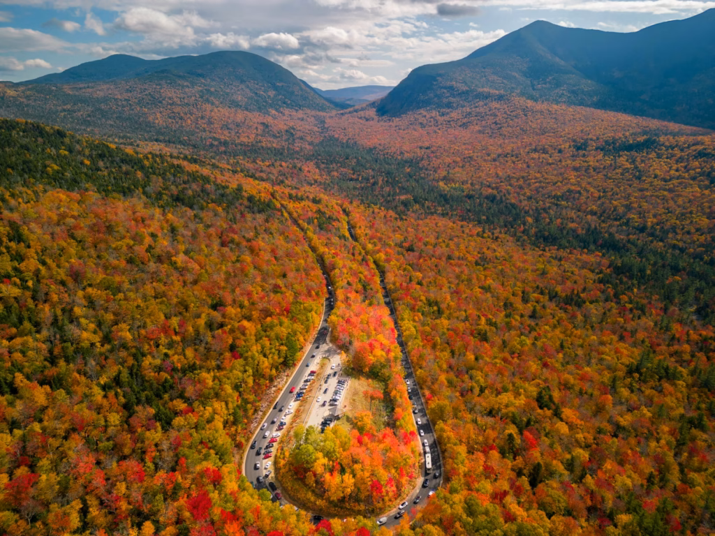 New Hampshire White Mountains a winding road through a beautiful landscape