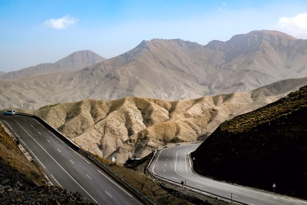 Atlas Mountains aerial photo of concrete road