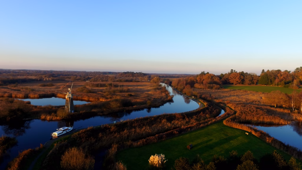 Norfolk Broads green and brown grass field