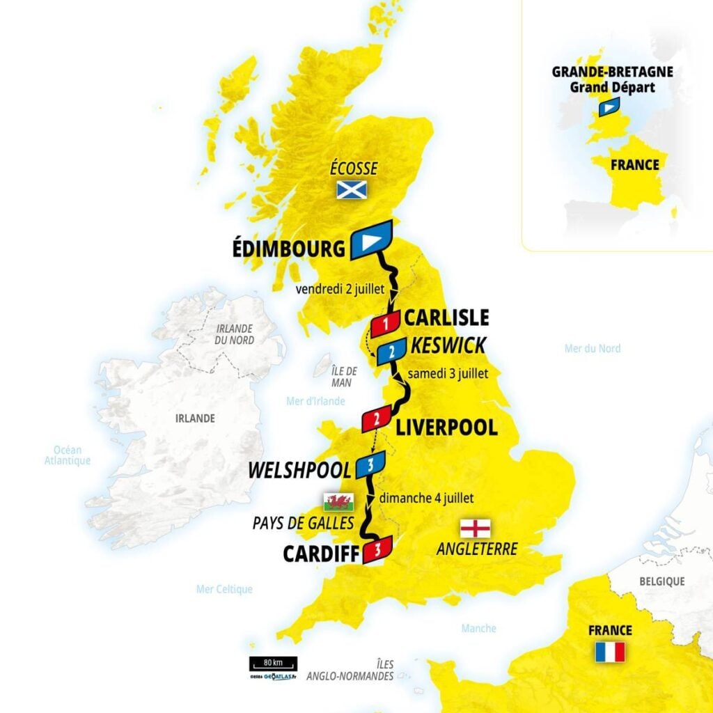 2027 Tour de France UK Stages Map
