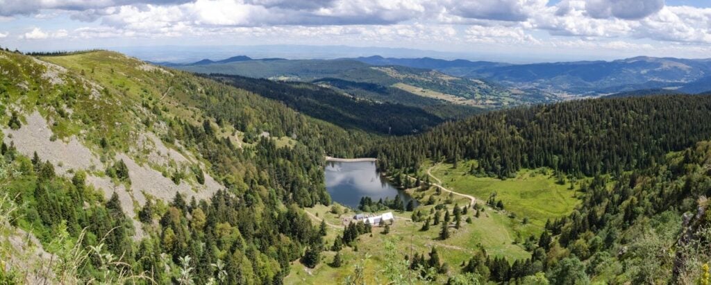 Vosges aerial view of green trees and mountains during daytime