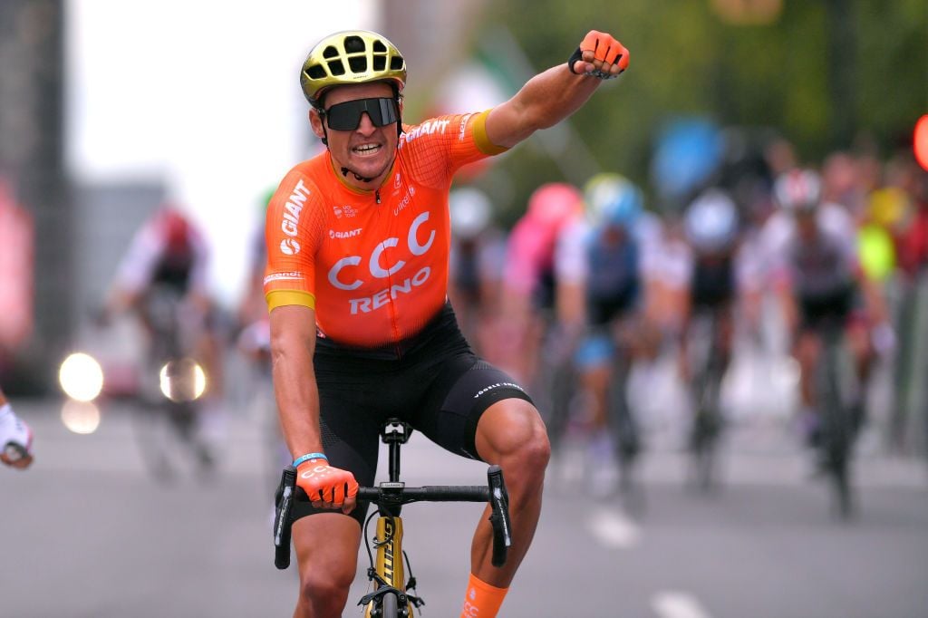 Greg Van Avermaet of Belgium and CCC Team / Celebration / during the 10th Grand Prix Cycliste de Montreal 2019 a 219,6km race from Montreal to Montreal