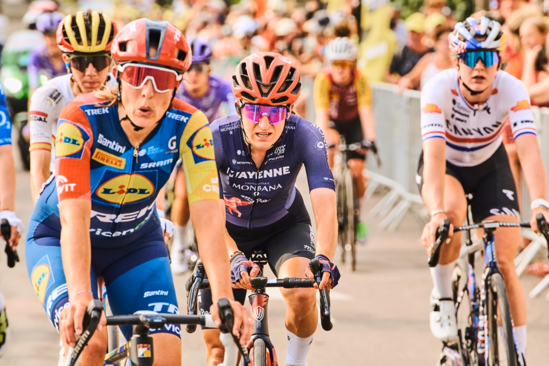 Karolina Perekitko racing at the 2026 Tour de France Femmes