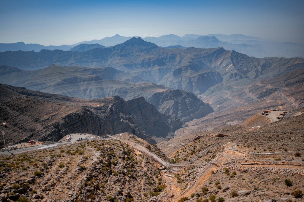 Jebel Jais a scenic view of mountains and roads in the desert