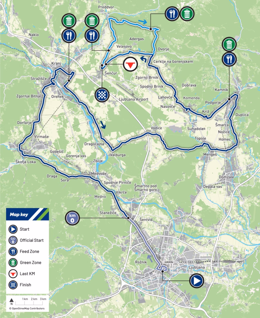 2026 European Road Championships women's elite road race route map