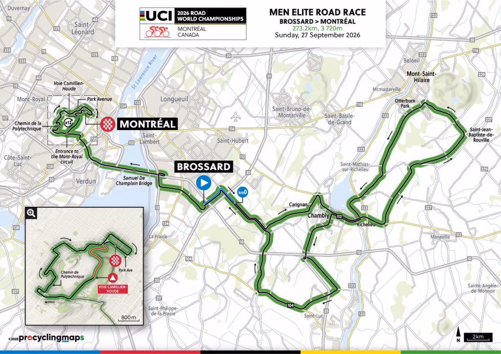 2026 World Championships Montreal Men's Road Race Route