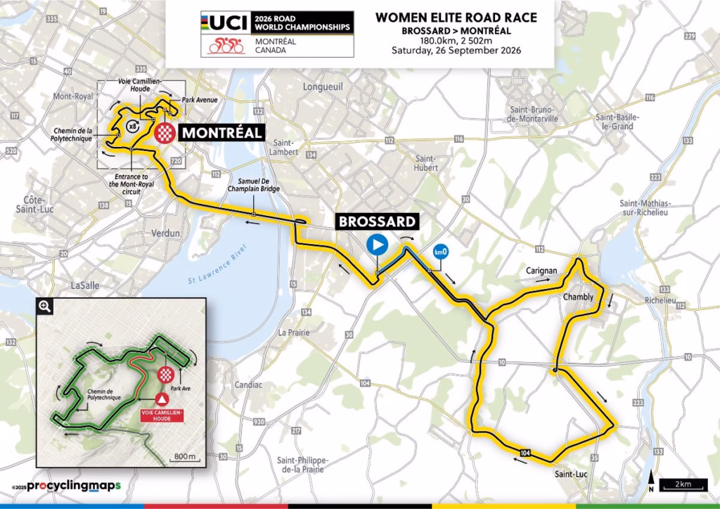 2026 World Championships Montreal Women's Road Race Route