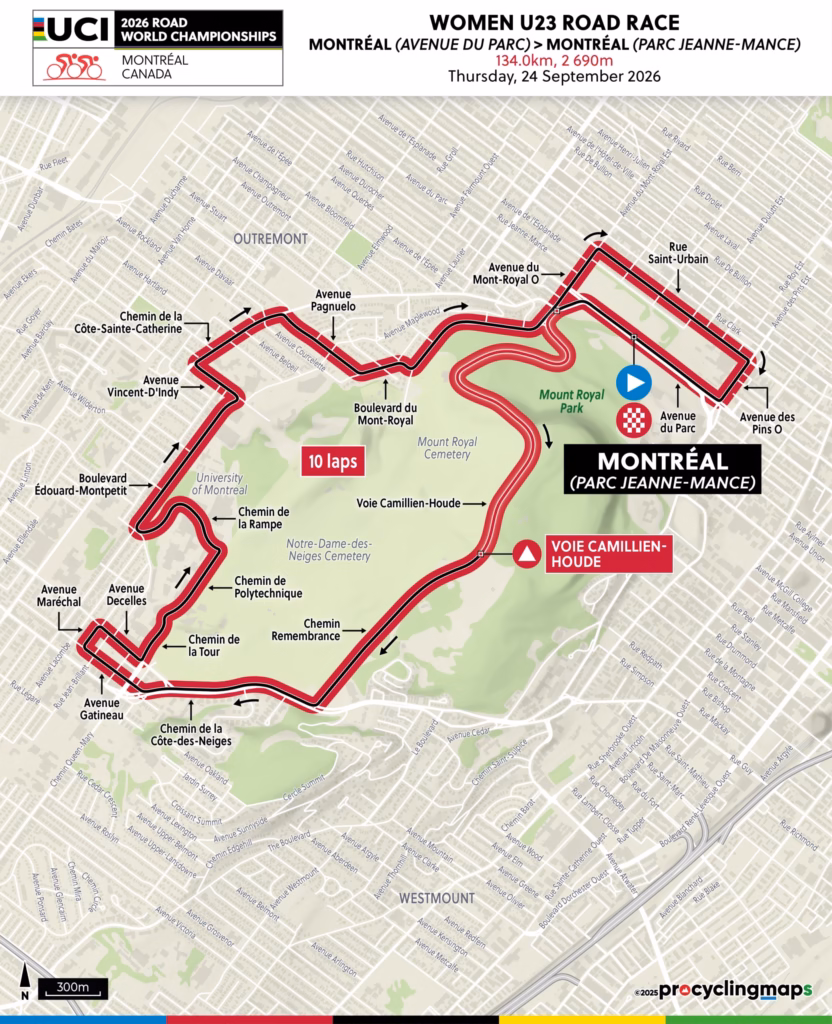 Women's U23 2026 World Championships Route Map
