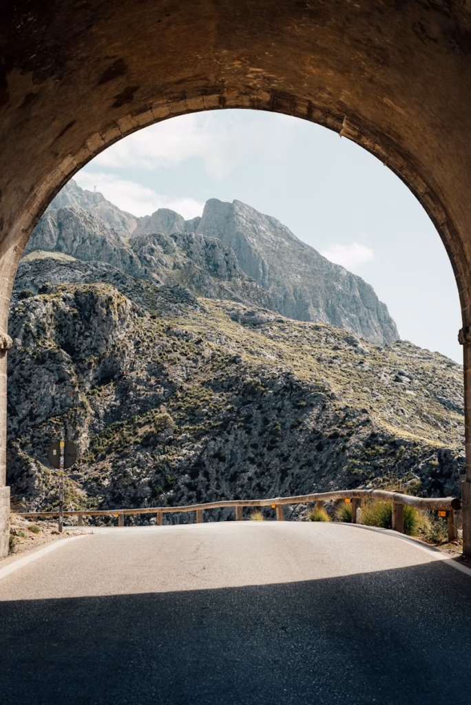 Rock tunnel on the Sa Calobra road in Mallorca