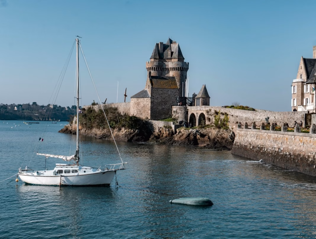 Saint-Malo coastline in Brittany with the fortified town and sea