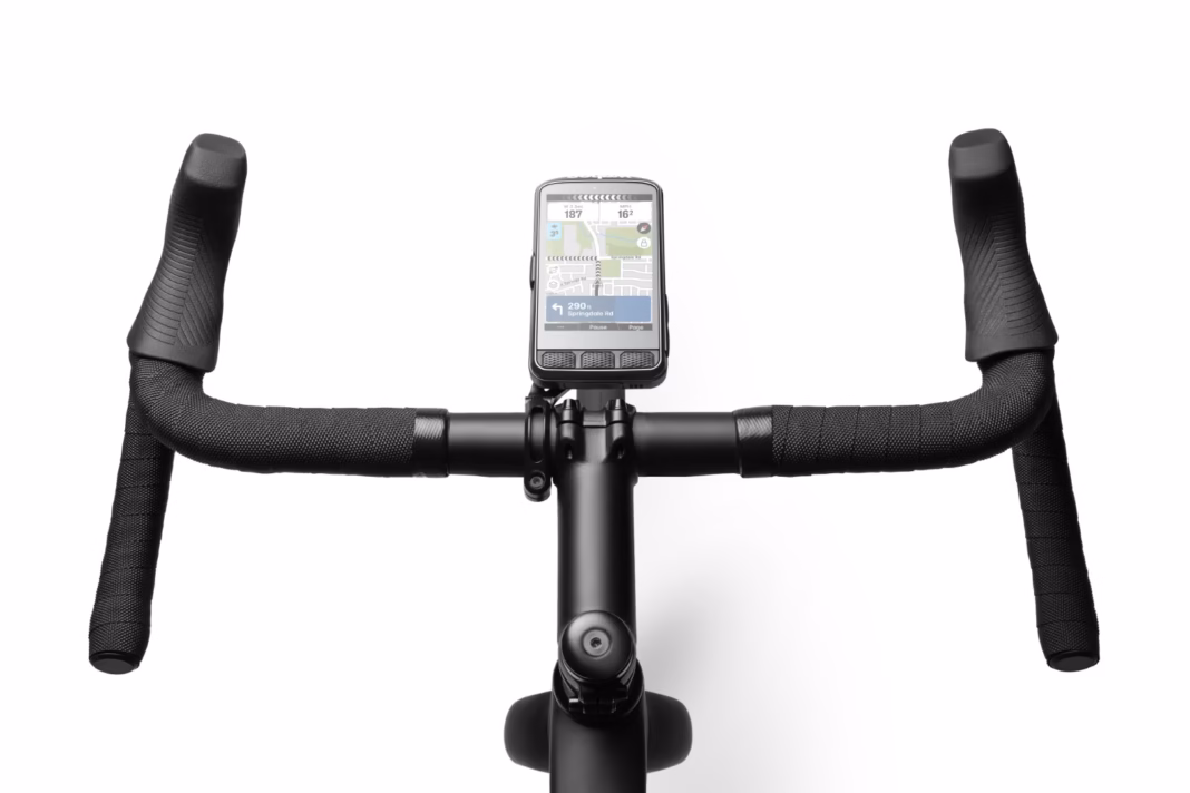 Wahoo ELEMNT ACE GPS bike computer mounted on handlebars
